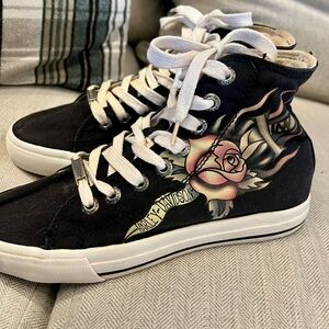 Harley-Davidson Black and Cream Rose Sneakers